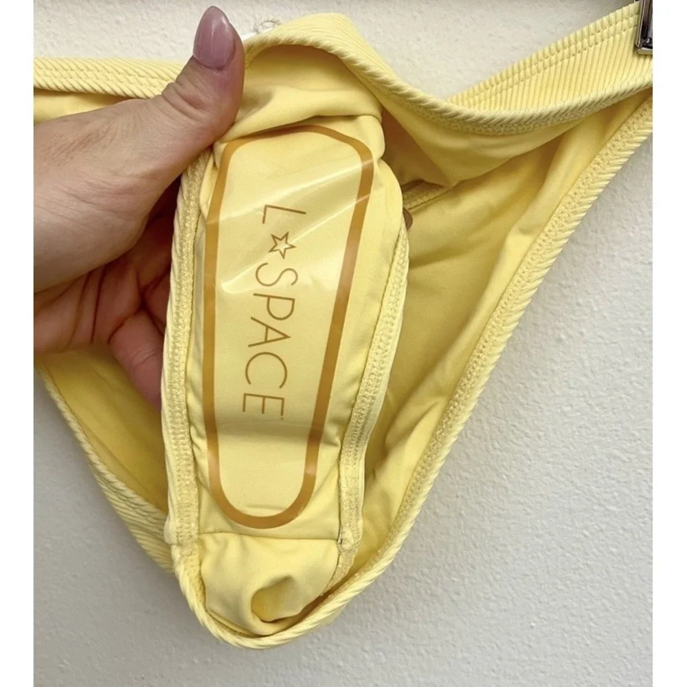 New! L*SPACE‎ Donnie Bottom Bitsy Ribbed Cheeky Bikini Bottom Daisy Yellow XL